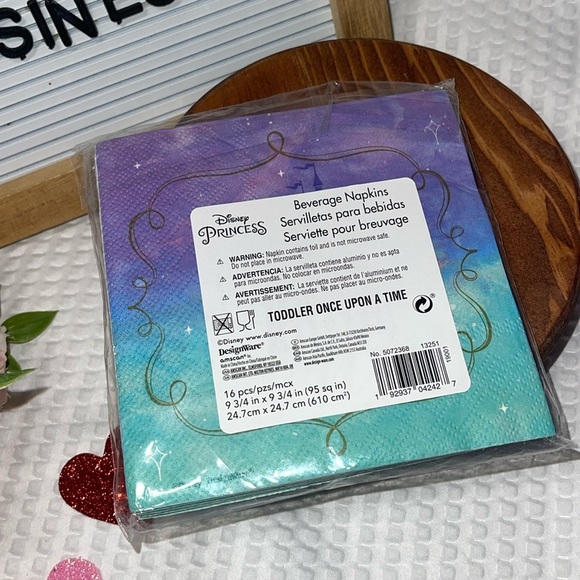 DISNEY PRINCESS Once Upon a Time 1ST BIRTHDAY Princess party napkins - Picture 2 of 2